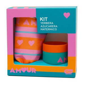 KIT MATERO YERBERA + AZUCARERA TELA + MATE